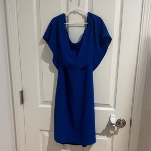 Charles Henry Cobalt Blue Draped Mini Dress